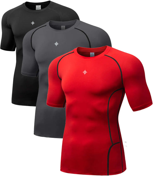 Milin Naco Compression Shirts for Men Short Sleeve Compression T Shirts Mens Compression Undershirts UPF 50+ Rash Guard