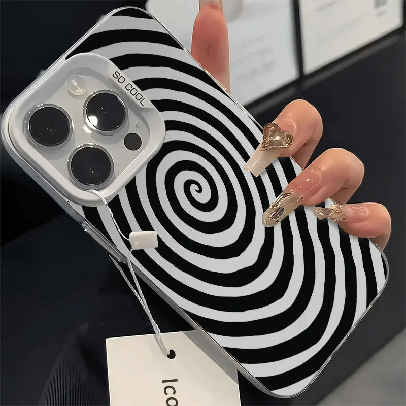 Suitable for iPhone 16/15/14/13/12 Pro Max, stylish and durable spiral textured phone case. Frosted surface design