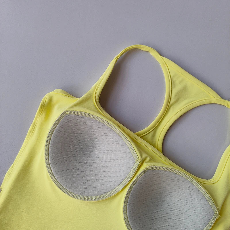 Sports and Fitness Vest with Chest Pad Summer Shockproof Beauty Back Nude Feeling Suit Pilates Training Yoga Top Yoga Clothing