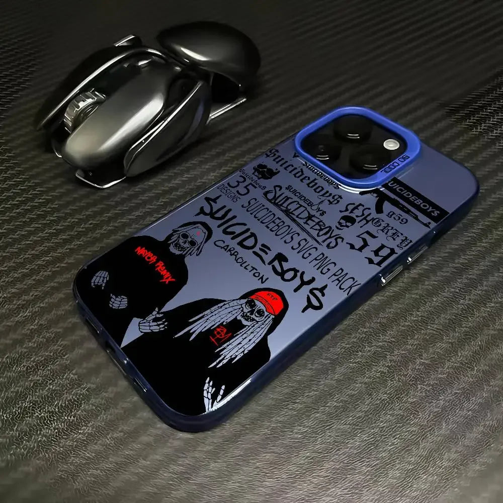 S-Suicideboys Cool Phone Case For iPhone 16 15 14 13 12 11 Pro Max Independent Metal Button Electroplating Mobile