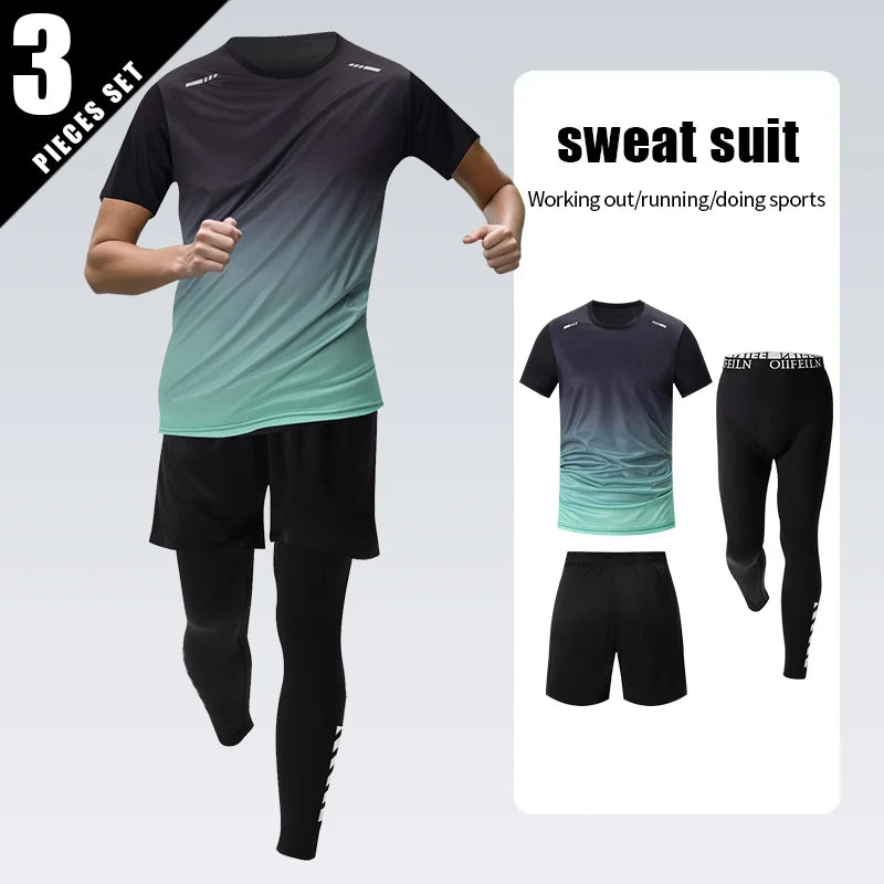 3 Pcs Men's Quick-drying Sports Gradient Suit
