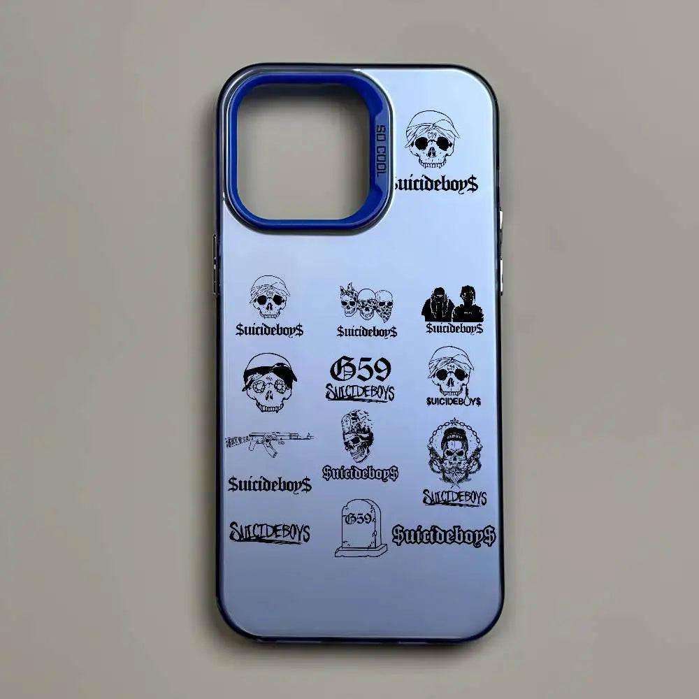 S-Suicideboys Cool Phone Case For iPhone 16 15 14 13 12 11 Pro Max Independent Metal Button Electroplating Mobile