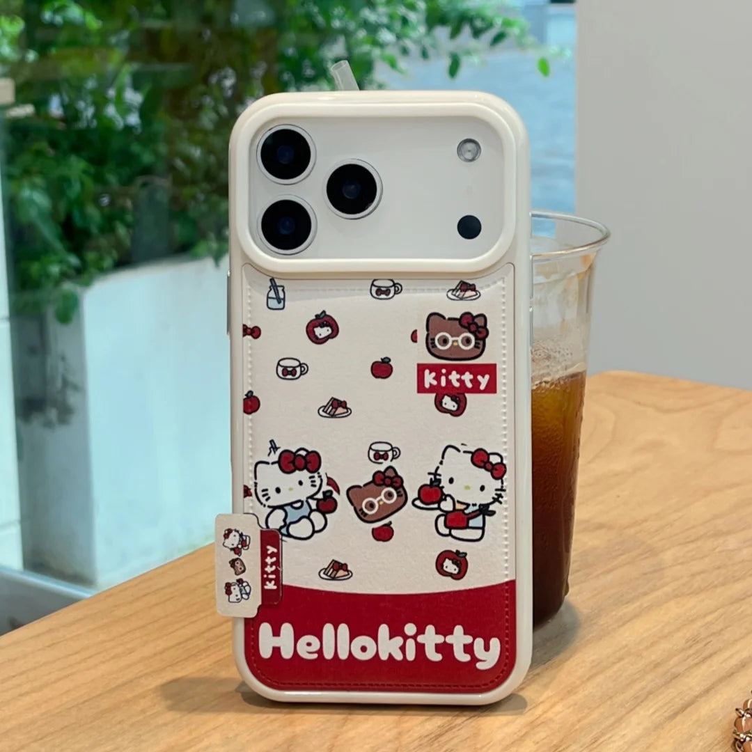 New Creativity Sanrio Hello Kitty Leather Phone Case For iphone 17 16 15 14 13 Pro Max Full Shockproof Protect Back Cover