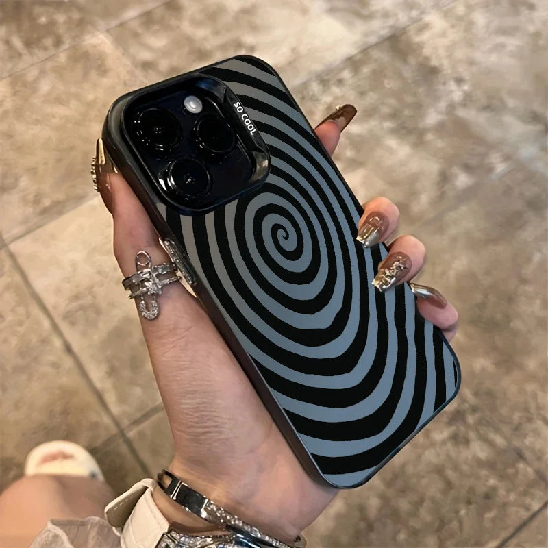 Suitable for iPhone 16/15/14/13/12 Pro Max, stylish and durable spiral textured phone case. Frosted surface design