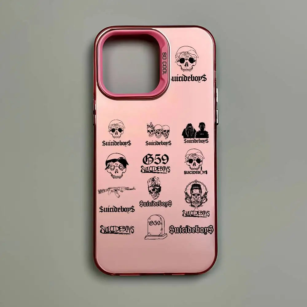 S-Suicideboys Cool Phone Case For iPhone 16 15 14 13 12 11 Pro Max Independent Metal Button Electroplating Mobile