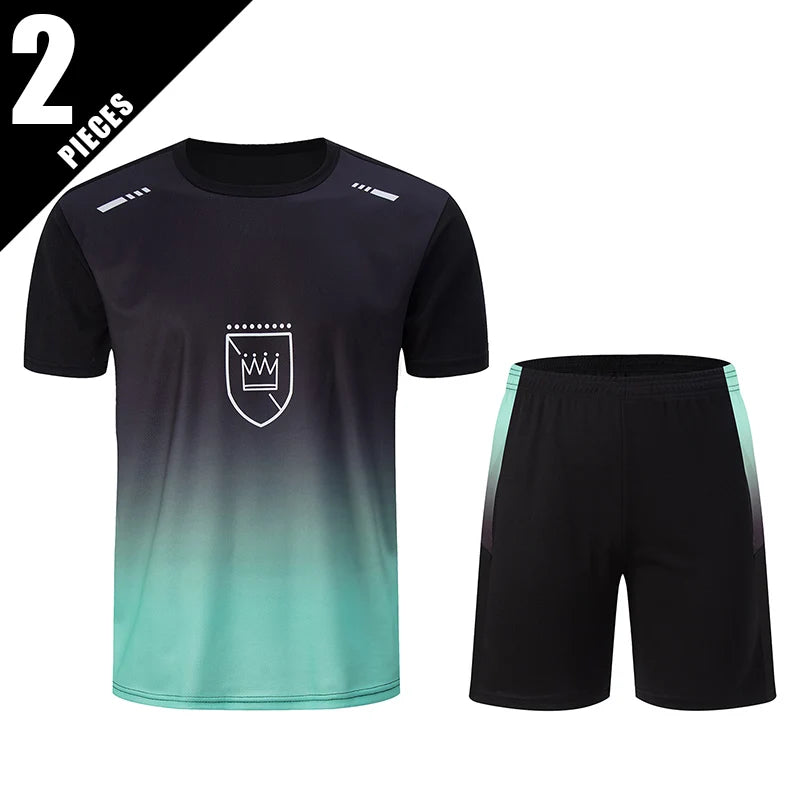 2 Pcs Men's Summer Quick drying Sports Casual Fashion Print Set