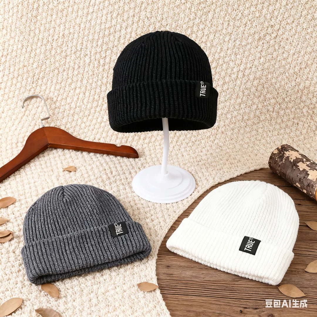 1 piece / 3 pieces knitted hats - warm hats for autumn and winter - suitable for both men and women - plain-colored woolen hats