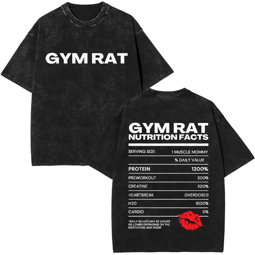 Washed Vintage Funny Gym Rat Muscle Mommy Pump Cover T-shirt