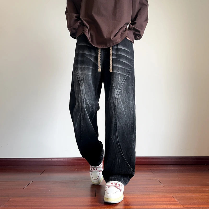 Jeans for Men Men's Casual Trousers Versatile Spring Autumn Large-sized Long Pants Fashionable Loose Straight-leg Wide-leg Pants