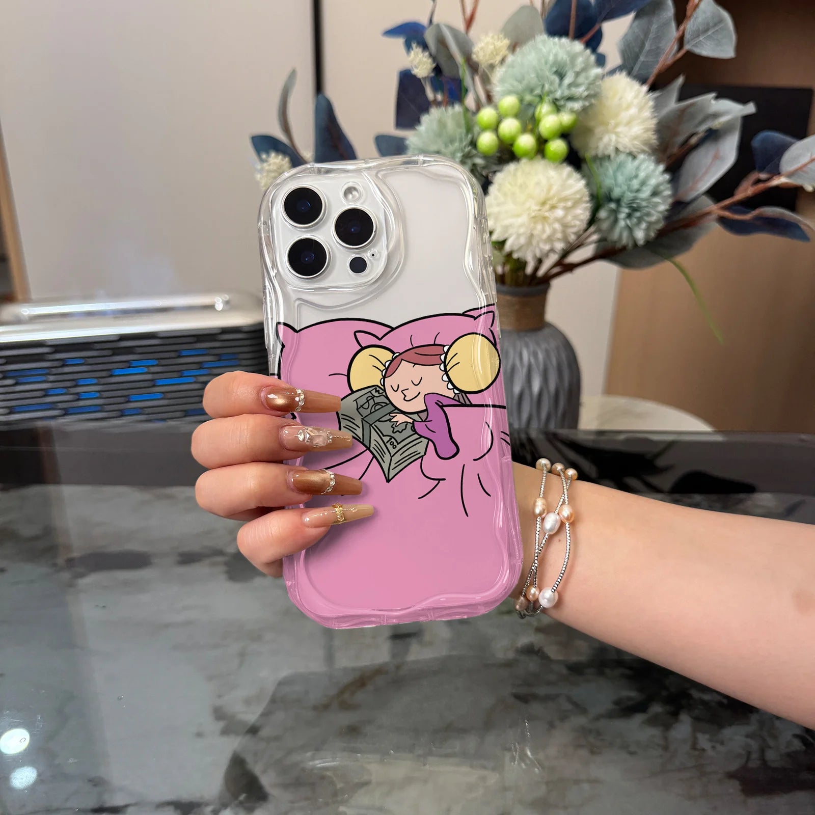 Suitable for iPhone17 16, 15, 14, 13, 12, 11 Pro Max Plus fashionable transparent phone case cute cartoon