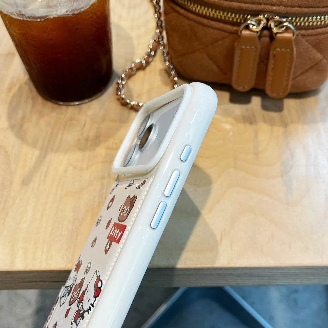 New Creativity Sanrio Hello Kitty Leather Phone Case For iphone 17 16 15 14 13 Pro Max Full Shockproof Protect Back Cover