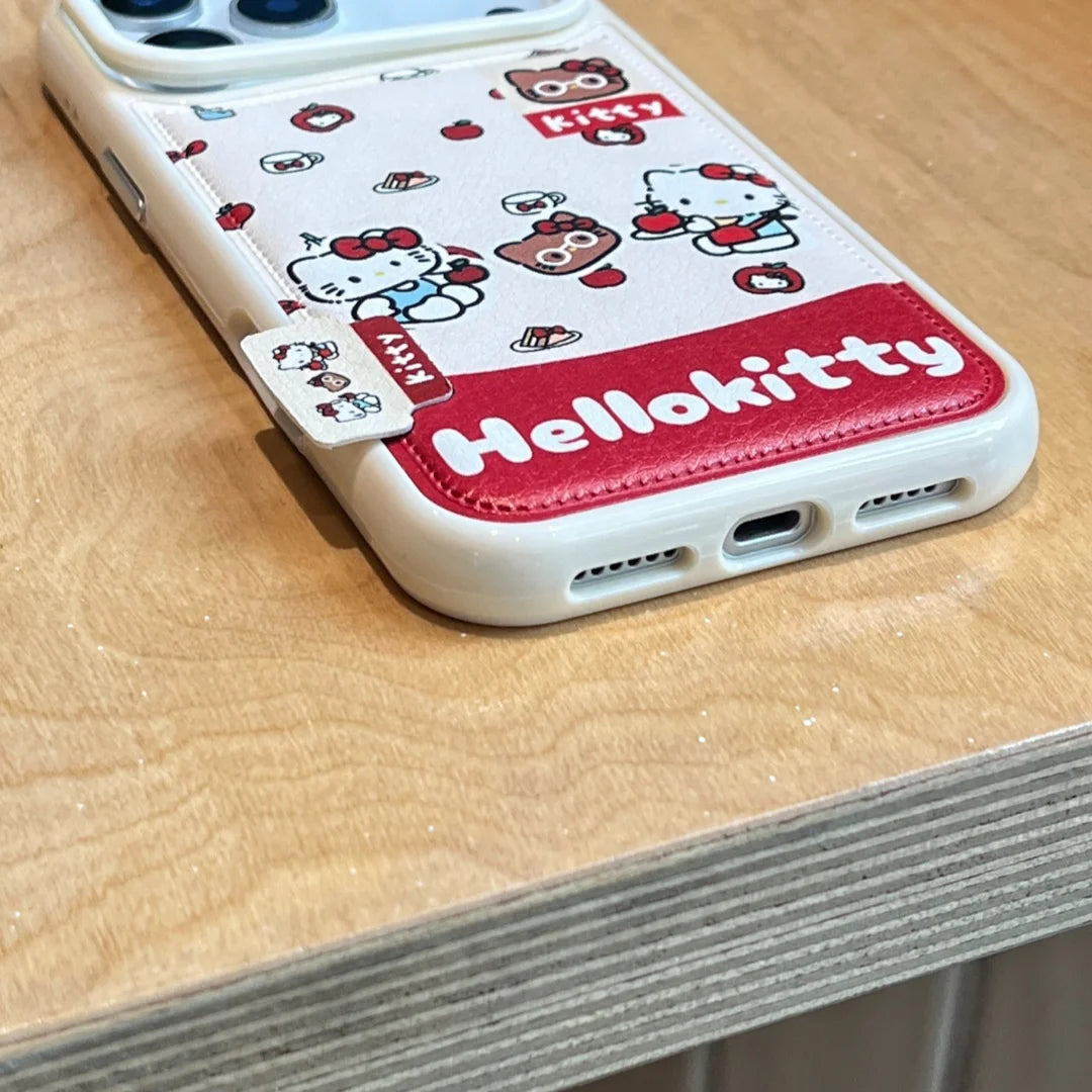 New Creativity Sanrio Hello Kitty Leather Phone Case For iphone 17 16 15 14 13 Pro Max Full Shockproof Protect Back Cover