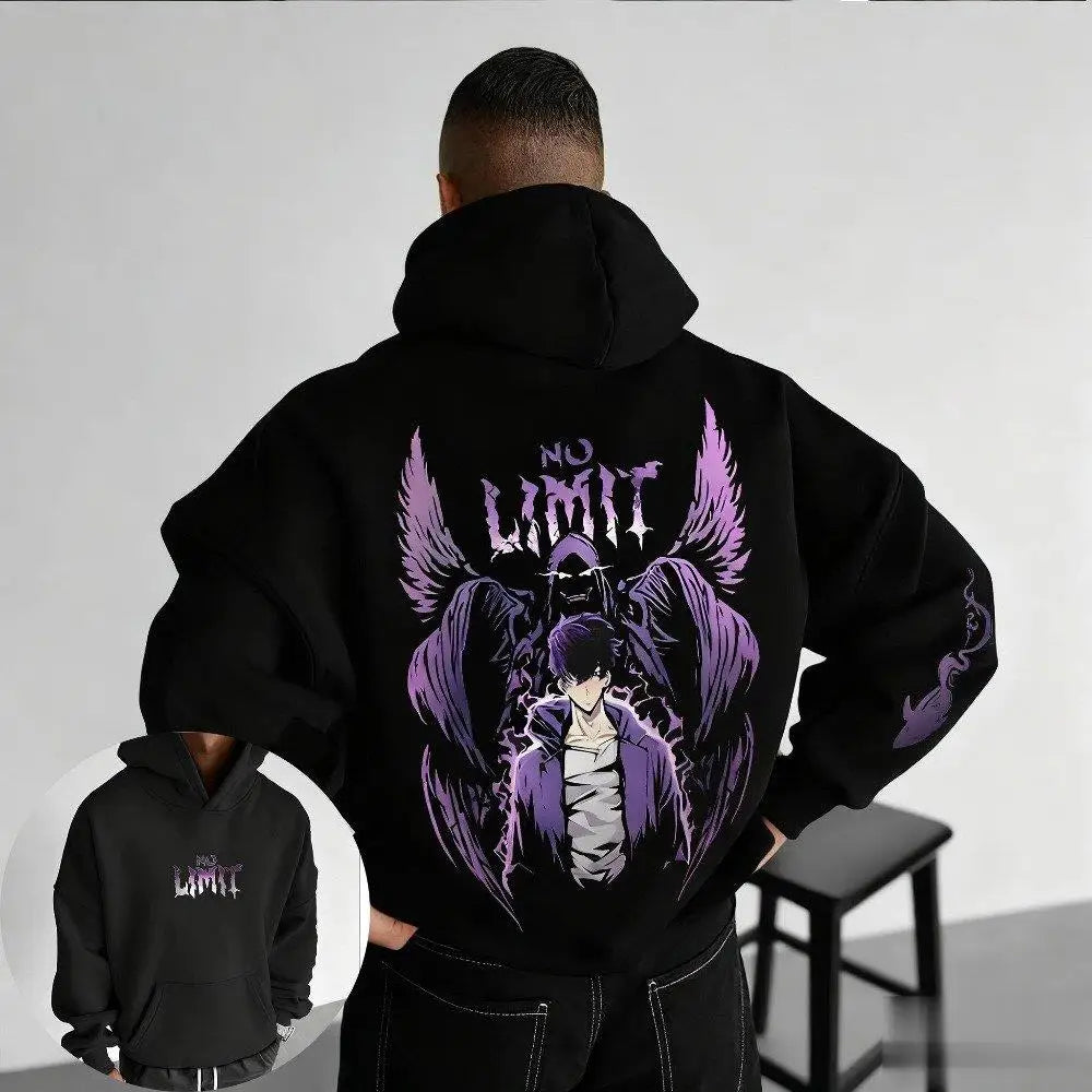 Solo Leveling Anime Print Hoodie Men