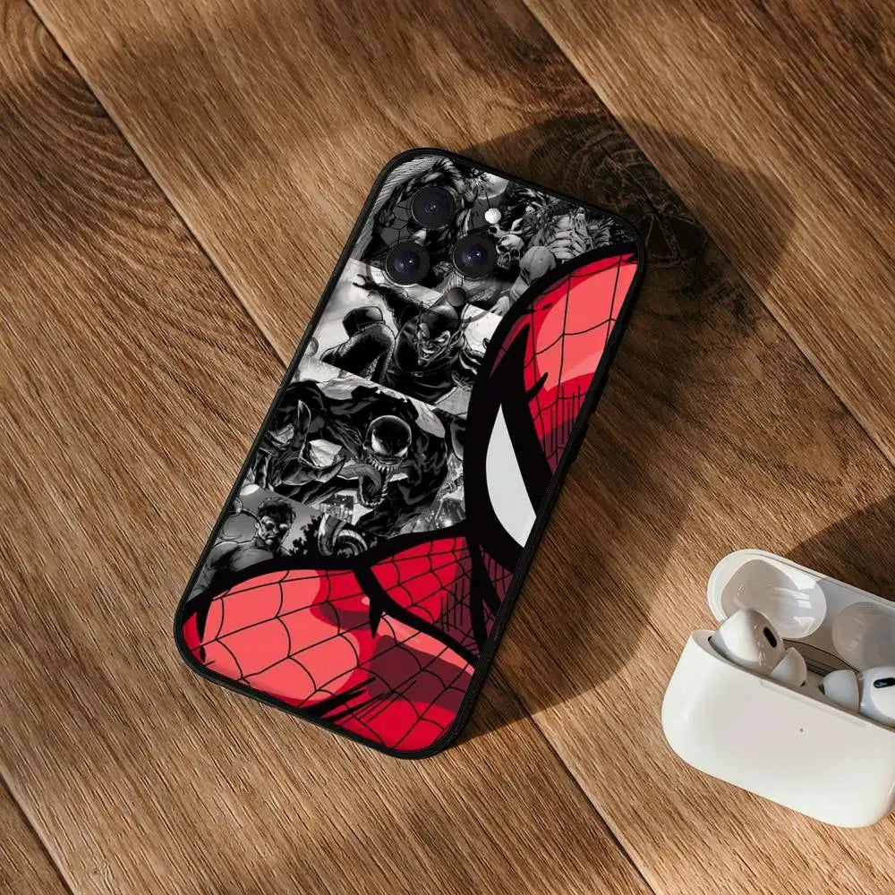 S-Spider Man Phone Case For IPhone 17 Pro 15 13 14 16 11 12 Pro Max 7 8 Plus XR XS X SE Matte Soft Funda Silicone Cover