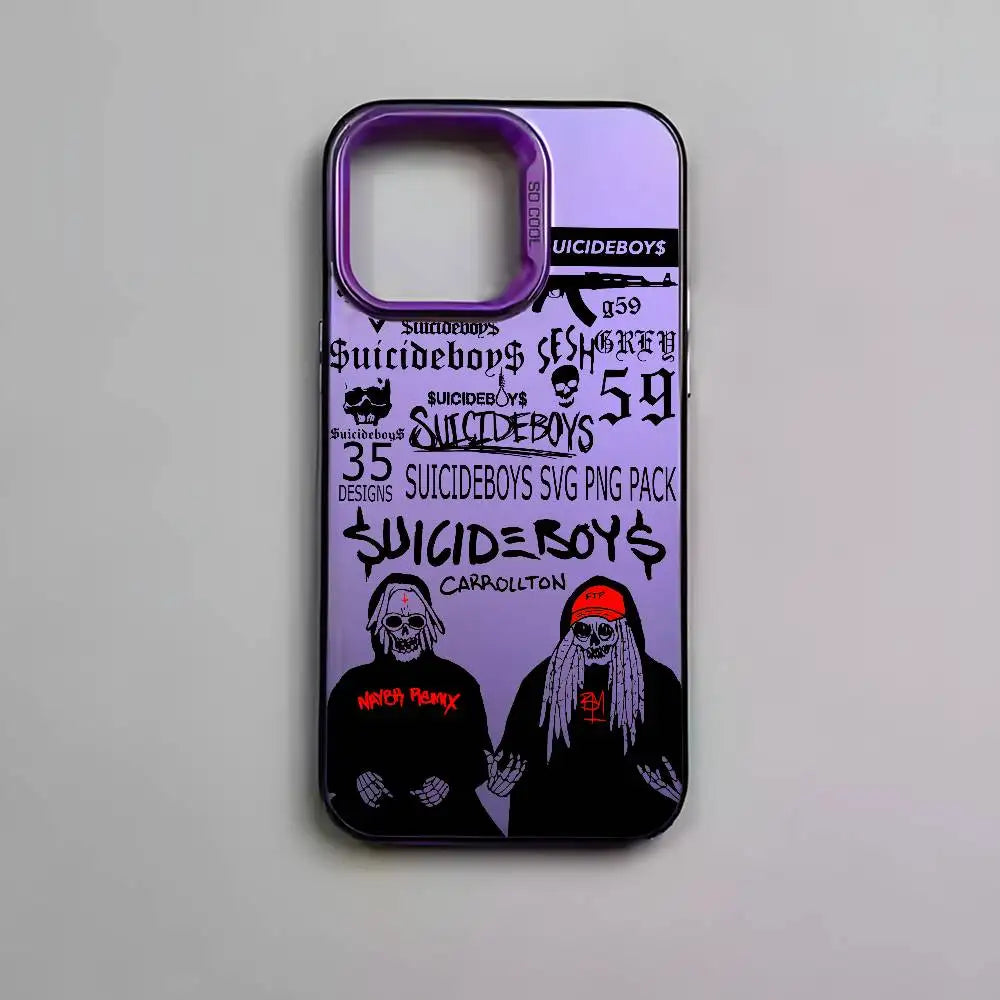 S-Suicideboys Cool Phone Case For iPhone 16 15 14 13 12 11 Pro Max Independent Metal Button Electroplating Mobile