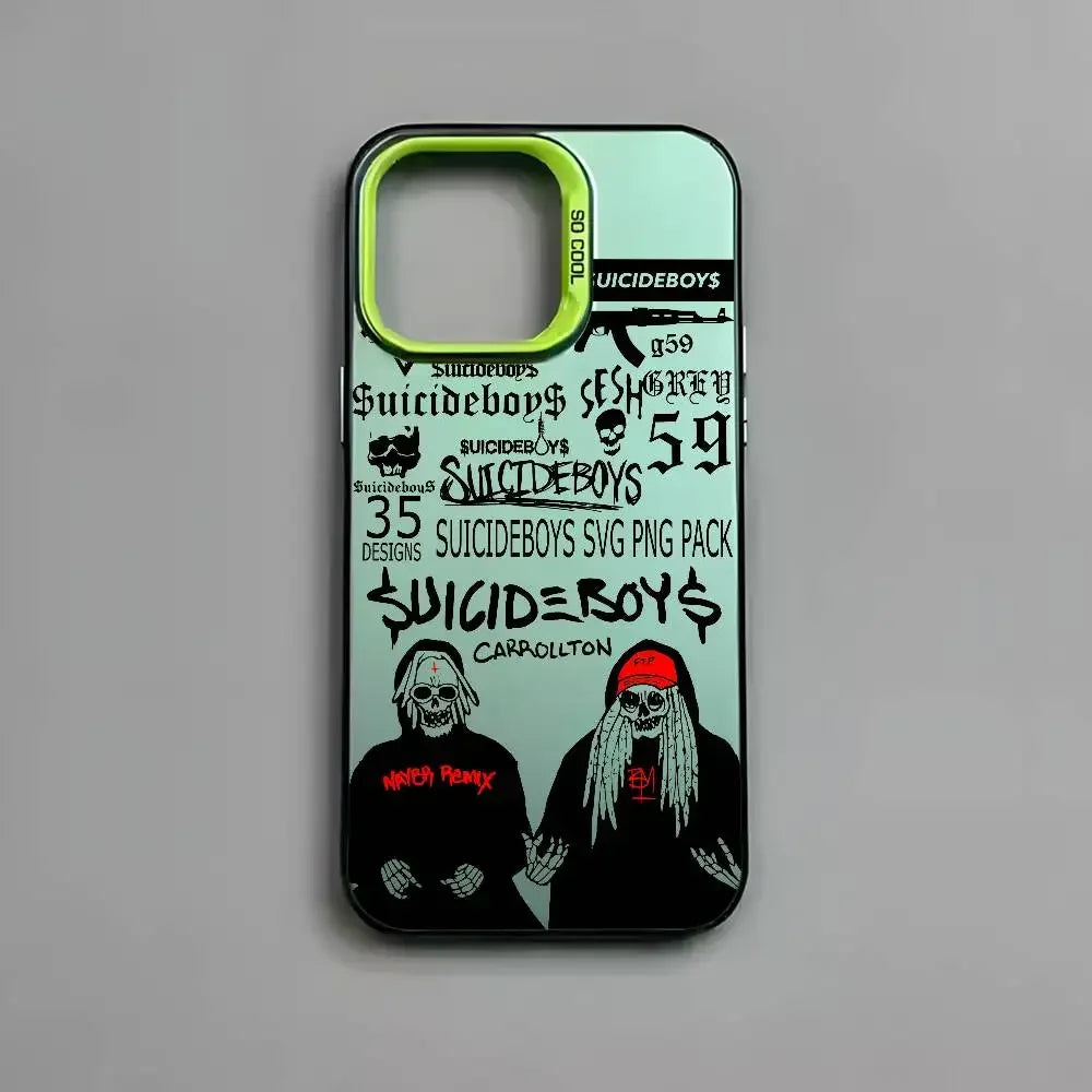 S-Suicideboys Cool Phone Case For iPhone 16 15 14 13 12 11 Pro Max Independent Metal Button Electroplating Mobile