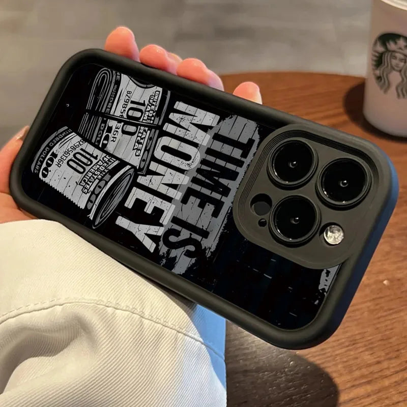 Phone Case For iPhone Time is Money Printed Soft Cover For