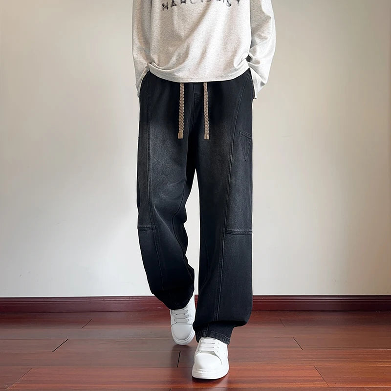 Jeans for Men Men's Casual Trousers Versatile Spring Autumn Large-sized Long Pants Fashionable Loose Straight-leg Wide-leg Pants