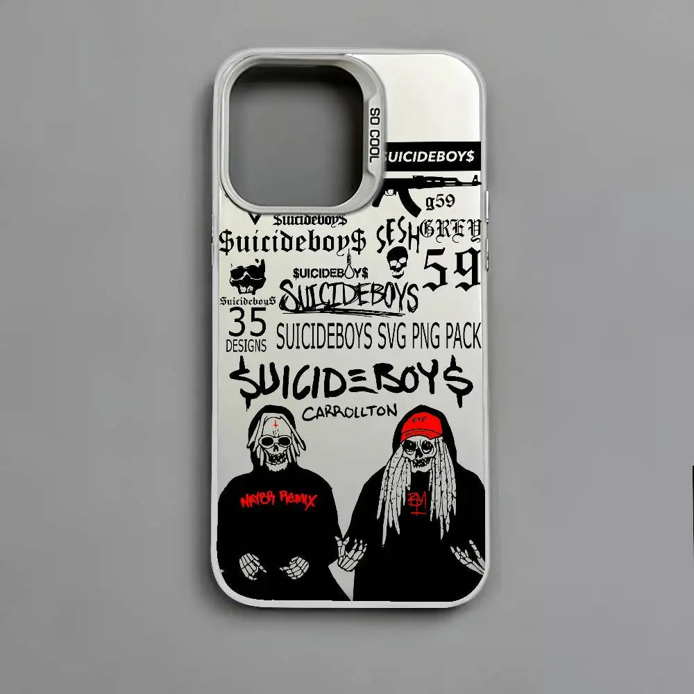 S-Suicideboys Cool Phone Case For iPhone 16 15 14 13 12 11 Pro Max Independent Metal Button Electroplating Mobile