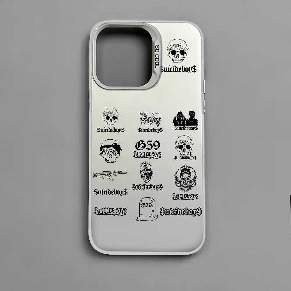 S-Suicideboys Cool Phone Case For iPhone 16 15 14 13 12 11 Pro Max Independent Metal Button Electroplating Mobile