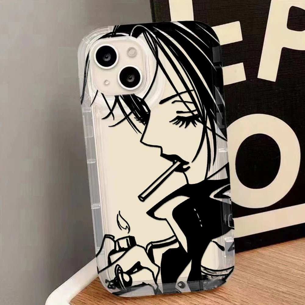 Anime Cool Nana Osaki Line Clear Hot Case for IPhone 16 15 14 13 12 11 Pro Max 14 15 Plus XR XS Max SE Airbag Shockproof Cover