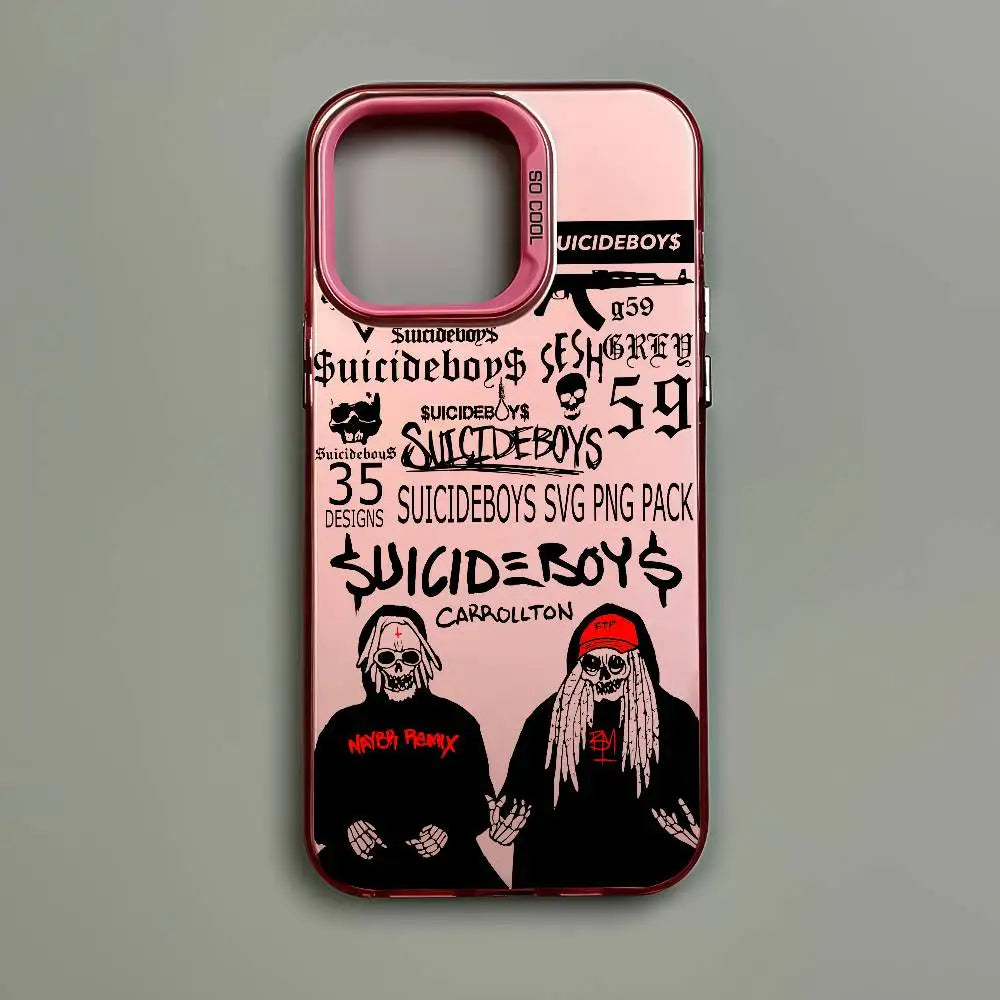 S-Suicideboys Cool Phone Case For iPhone 16 15 14 13 12 11 Pro Max Independent Metal Button Electroplating Mobile