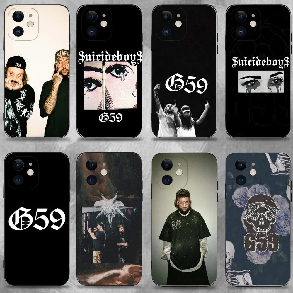 Rap Group S-Suicideboys-S G59 Phone Case For iPhone 16,15,14,13,12,11 Plus,Pro Max,XS,X,XR,SE,Mini,8,7,Soft Silicone Black Cover
