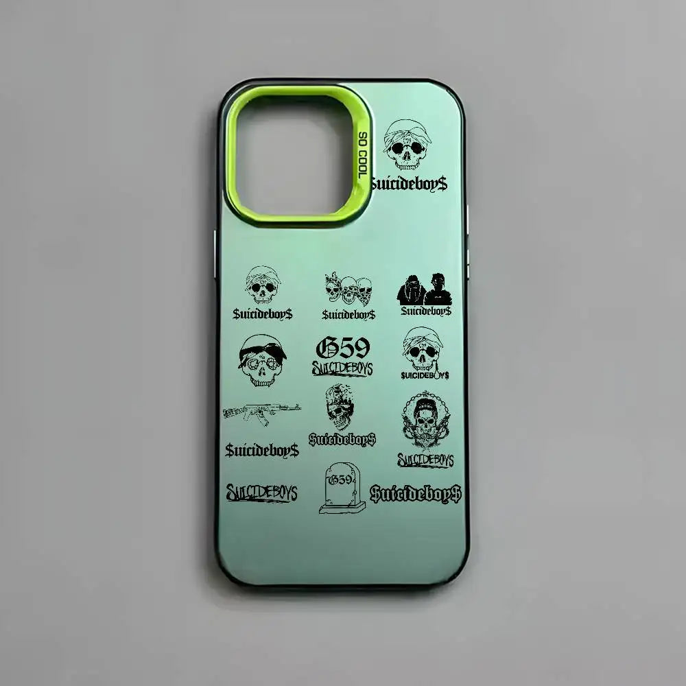 S-Suicideboys Cool Phone Case For iPhone 16 15 14 13 12 11 Pro Max Independent Metal Button Electroplating Mobile