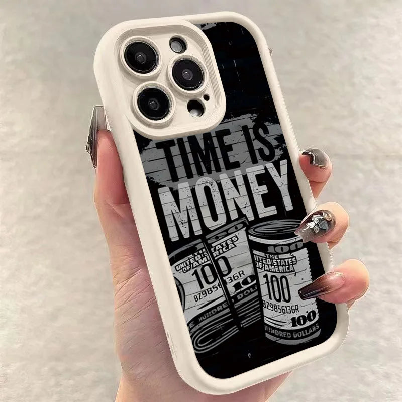 Phone Case For iPhone Time is Money Printed Soft Cover For