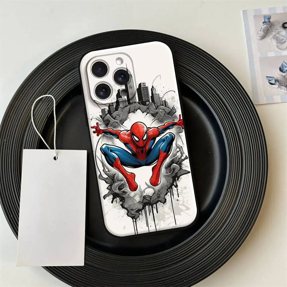S-Spider Man Phone Case For IPhone 17 Pro 15 13 14 16 11 12 Pro Max 7 8 Plus XR XS X SE Matte Soft Funda Silicone Cover