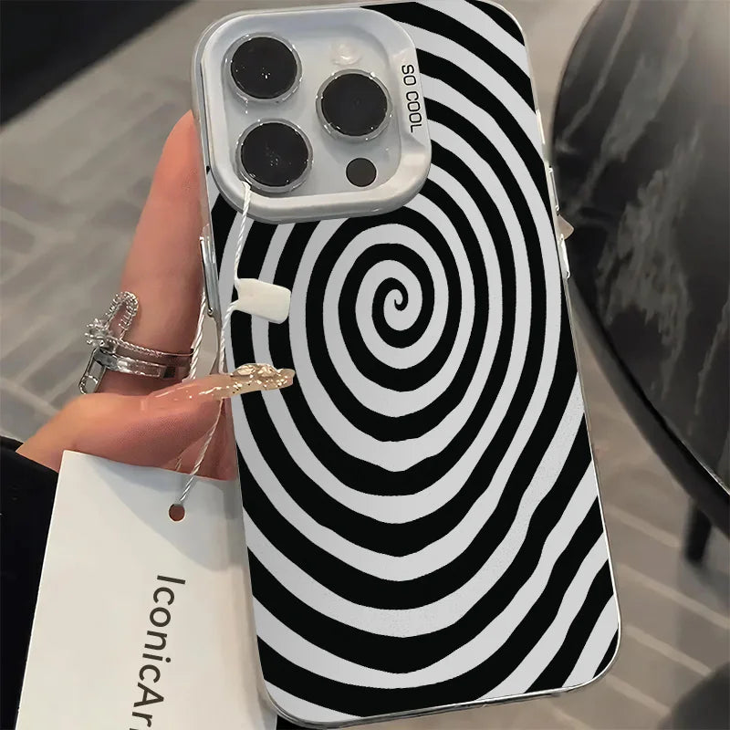 Suitable for iPhone 16/15/14/13/12 Pro Max, stylish and durable spiral textured phone case. Frosted surface design