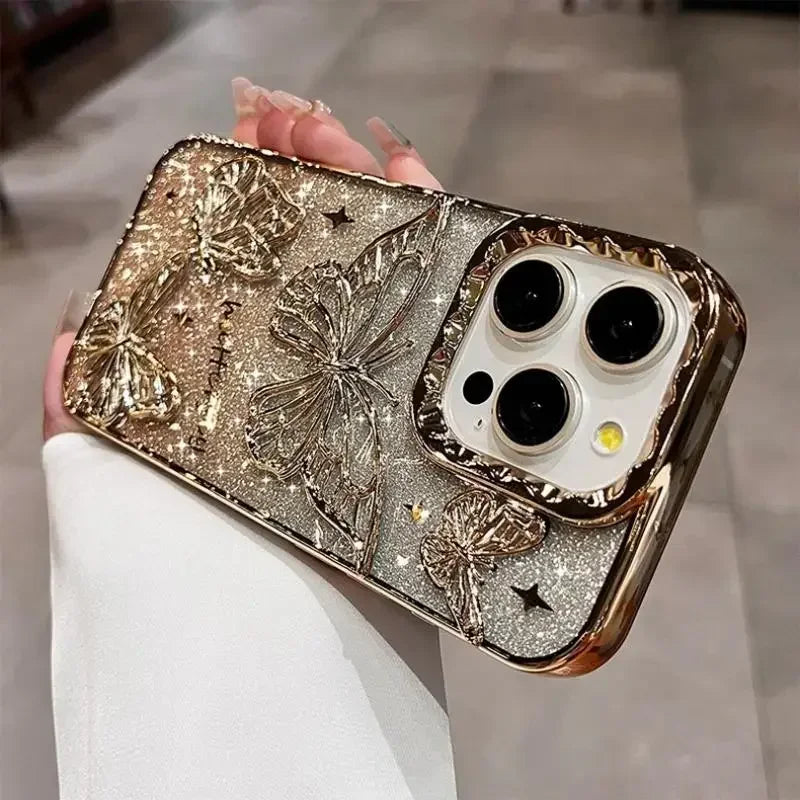 3D Bling Glitter Butterfly Quicksand Gradient Phone