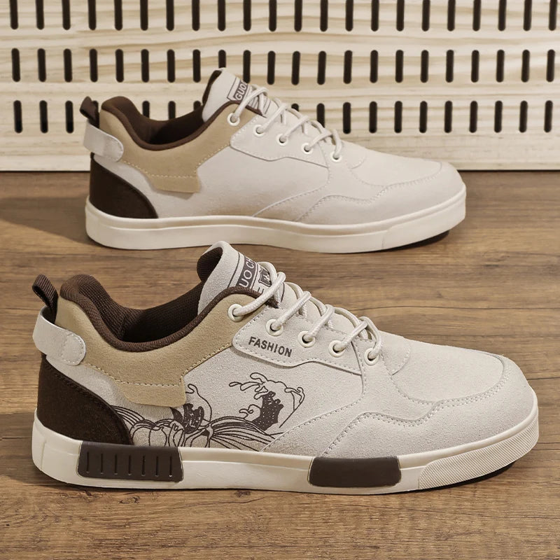 Men's easy to wipe clean casual shoes, good grip, low top lace-up sneakers, men's shoes