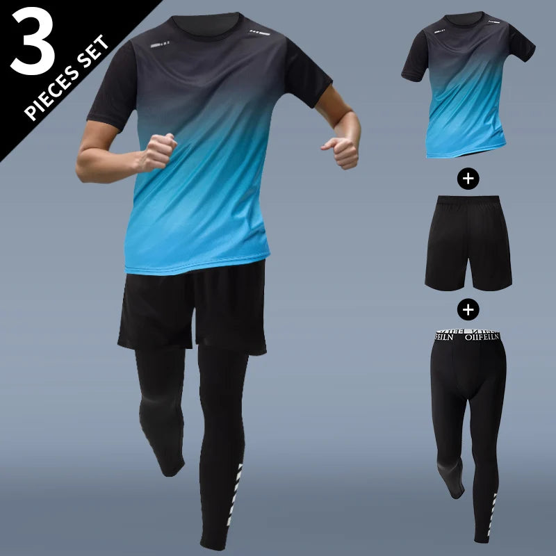 3 Pcs Men's Quick-drying Sports Gradient Suit