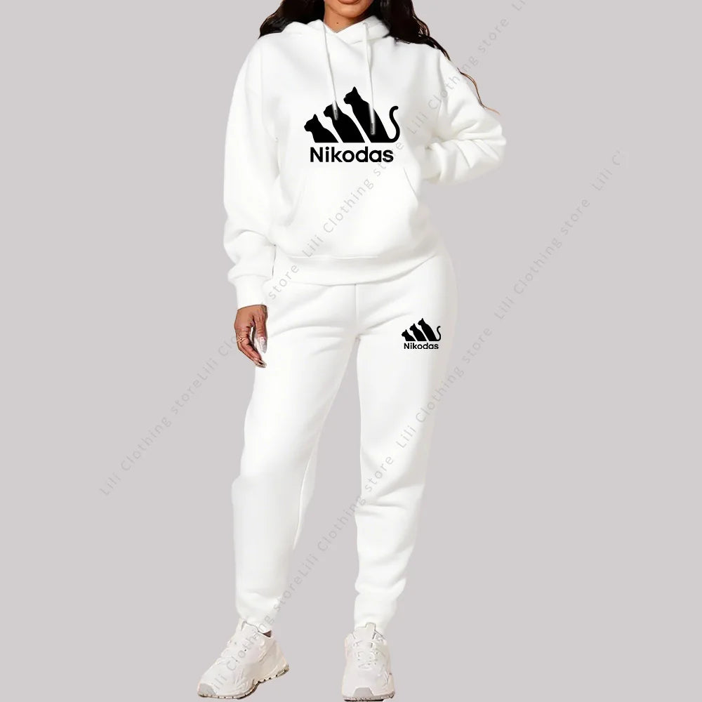 Women's Sets Hoodies Pants Two Piece Outfits Sportswear Sweatsuit Aesthetic Trend 2025 New Suit Woman Pink Tracksuit Plus Size