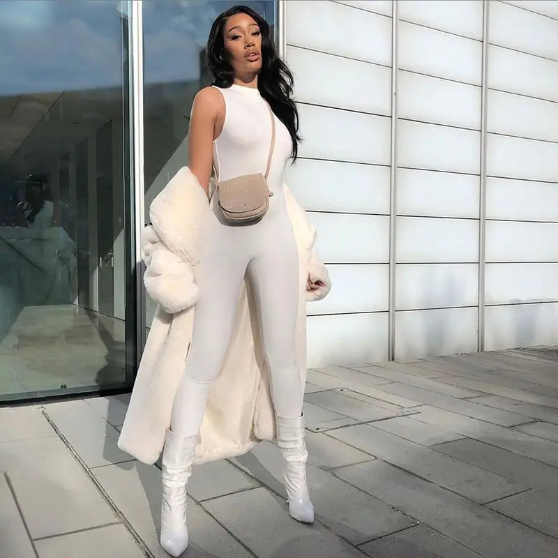 Pencil Jumpsuit Women New Full Seasons Casual Fitness Sporty Playsuit Sleeveless Slim Activewear All In One Jumpsuit Clothing