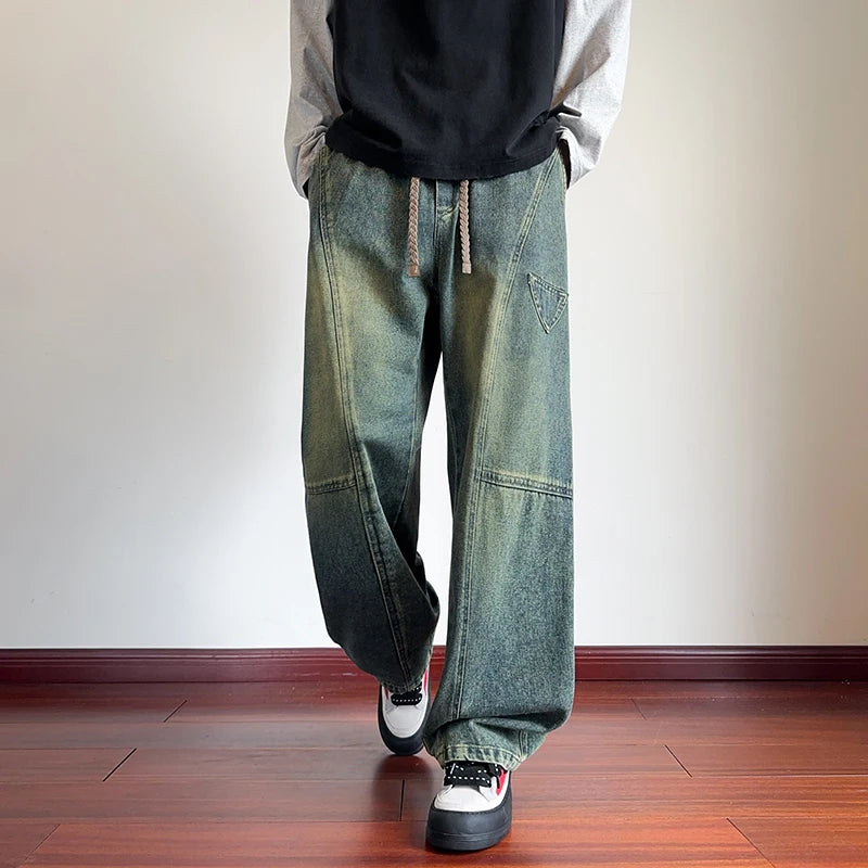 Jeans for Men Men's Casual Trousers Versatile Spring Autumn Large-sized Long Pants Fashionable Loose Straight-leg Wide-leg Pants