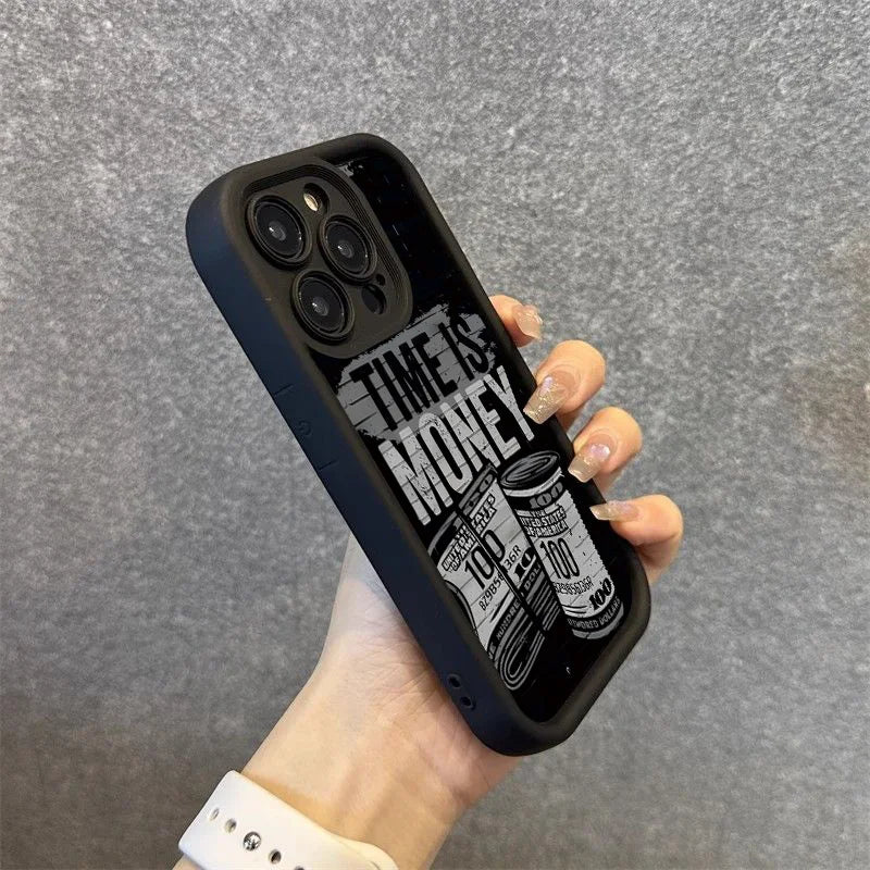 Phone Case For iPhone Time is Money Printed Soft Cover For