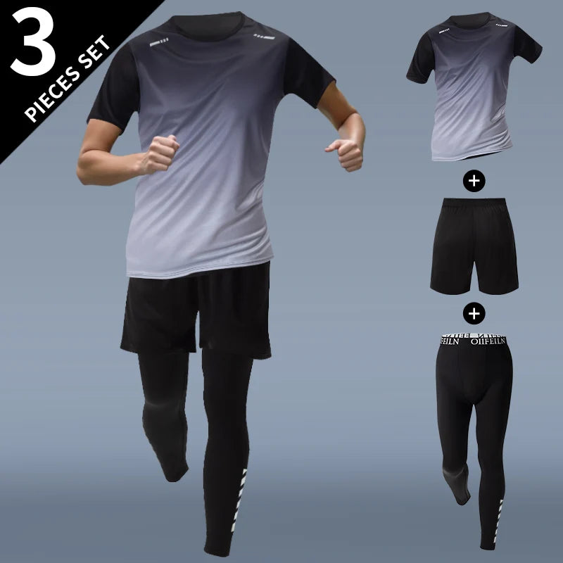 3 Pcs Men's Quick-drying Sports Gradient Suit