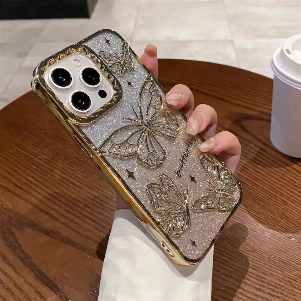3D Bling Glitter Butterfly Quicksand Gradient Phone