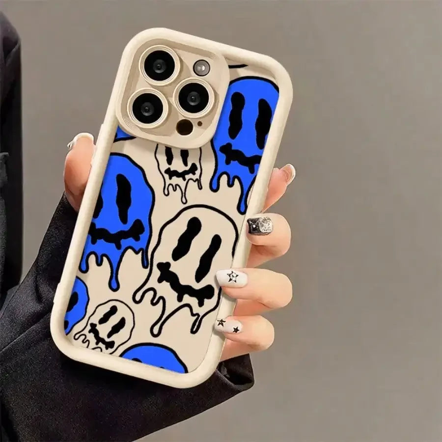 Soft Case For IPhone 17promax/17air 15, 14, 13, 12, 11 Pro Max In Blue And White With Black Case.