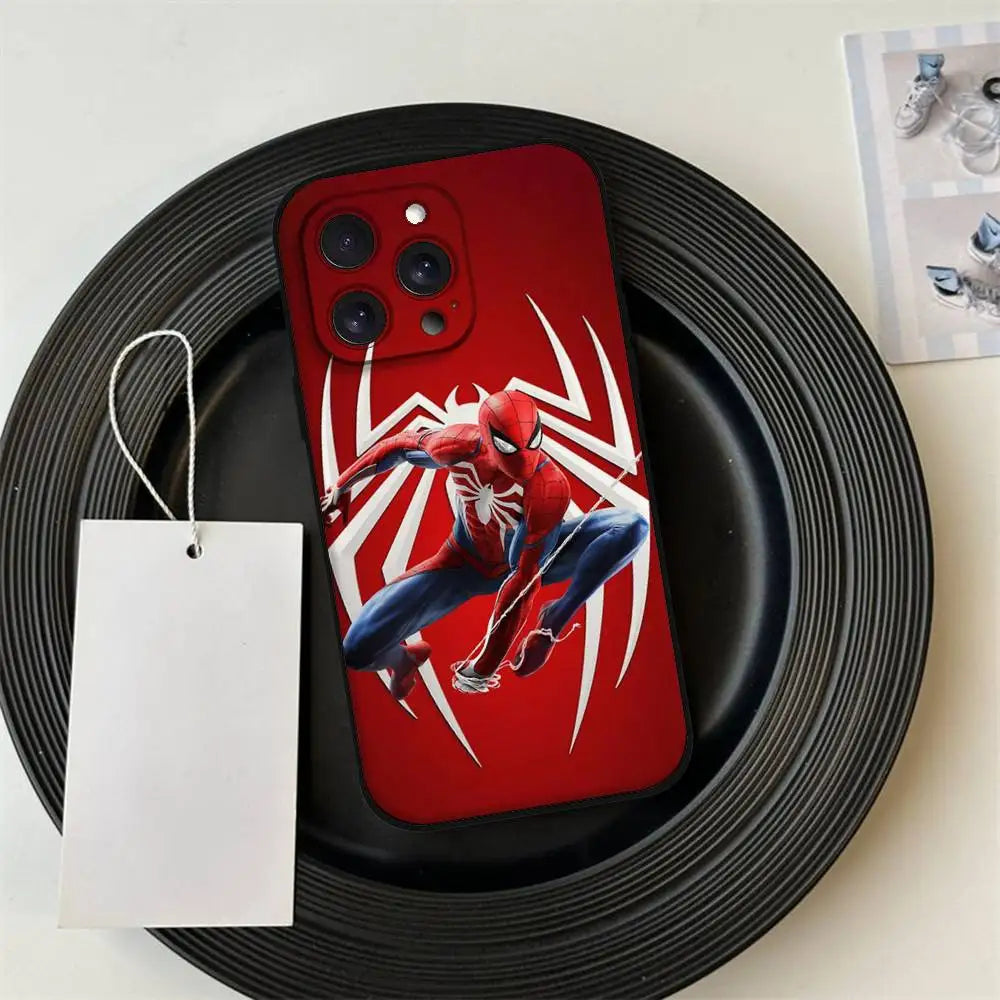 S-Spider Man Phone Case For IPhone 17 Pro 15 13 14 16 11 12 Pro Max 7 8 Plus XR XS X SE Matte Soft Funda Silicone Cover