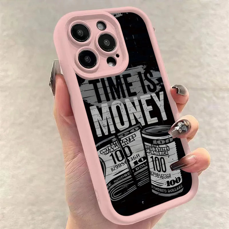 Phone Case For iPhone Time is Money Printed Soft Cover For
