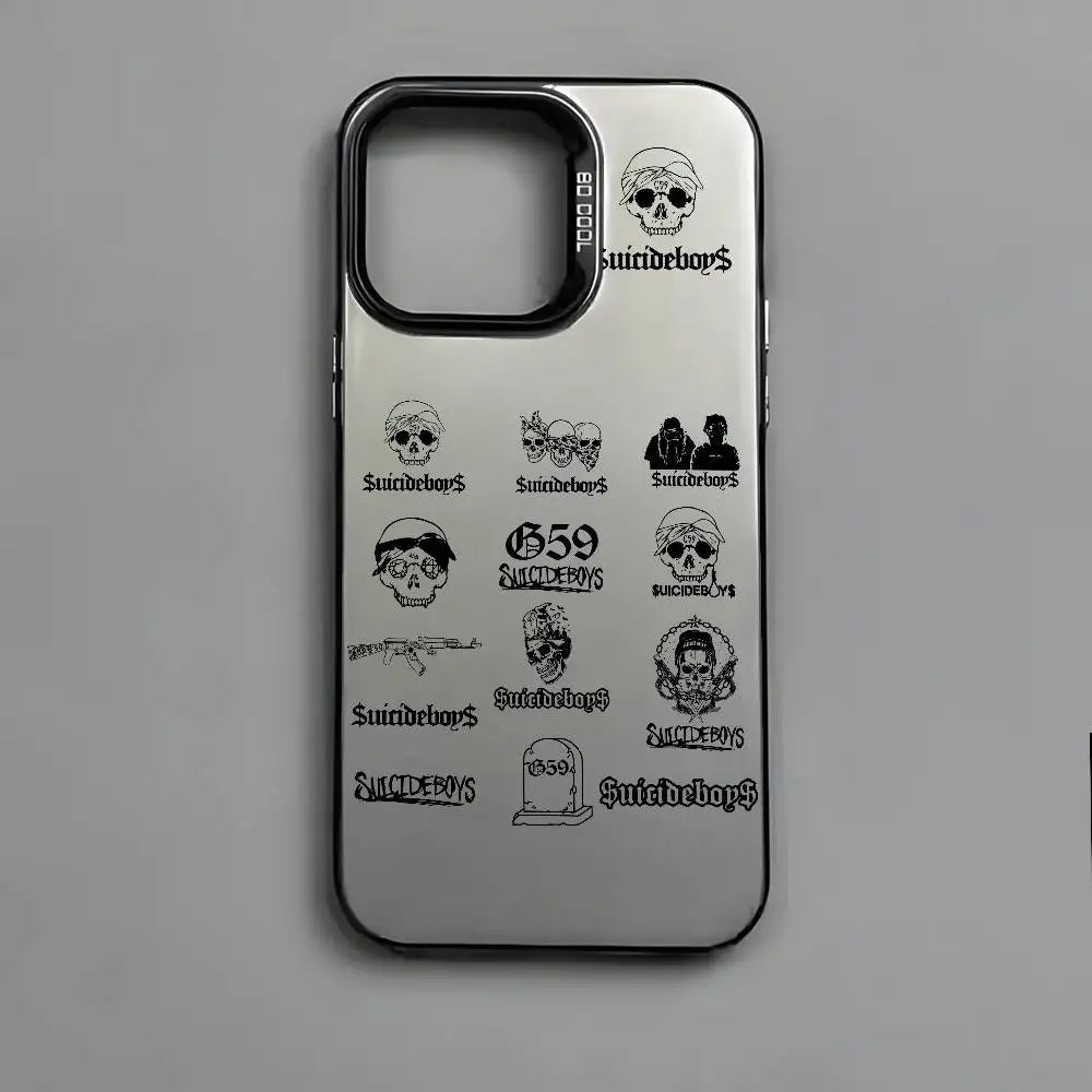 S-Suicideboys Cool Phone Case For iPhone 16 15 14 13 12 11 Pro Max Independent Metal Button Electroplating Mobile