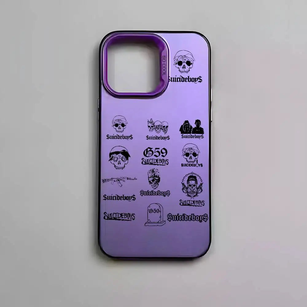 S-Suicideboys Cool Phone Case For iPhone 16 15 14 13 12 11 Pro Max Independent Metal Button Electroplating Mobile