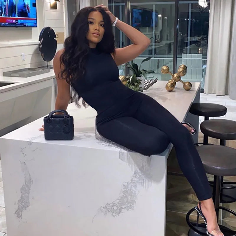 Pencil Jumpsuit Women New Full Seasons Casual Fitness Sporty Playsuit Sleeveless Slim Activewear All In One Jumpsuit Clothing