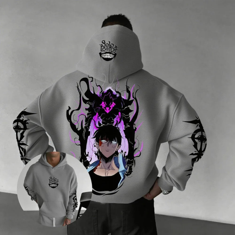 Solo Leveling Hoodie Anime Unisex Oversized Graphic Print Sweatshirt Streetwear Autumn Winter Casual Fitness Long Sleeve New