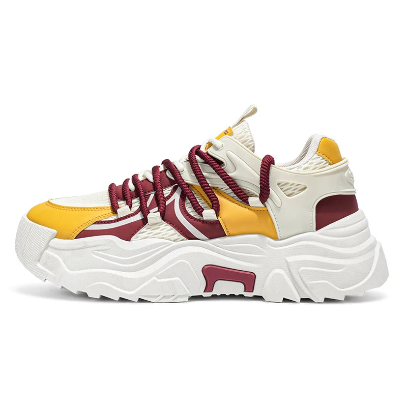 Men Sports Shoes Classic Fashion Durable Breathable Comfort Leather Thick Soled Shock-absorbing Outdoor Walking Fitness Shoes