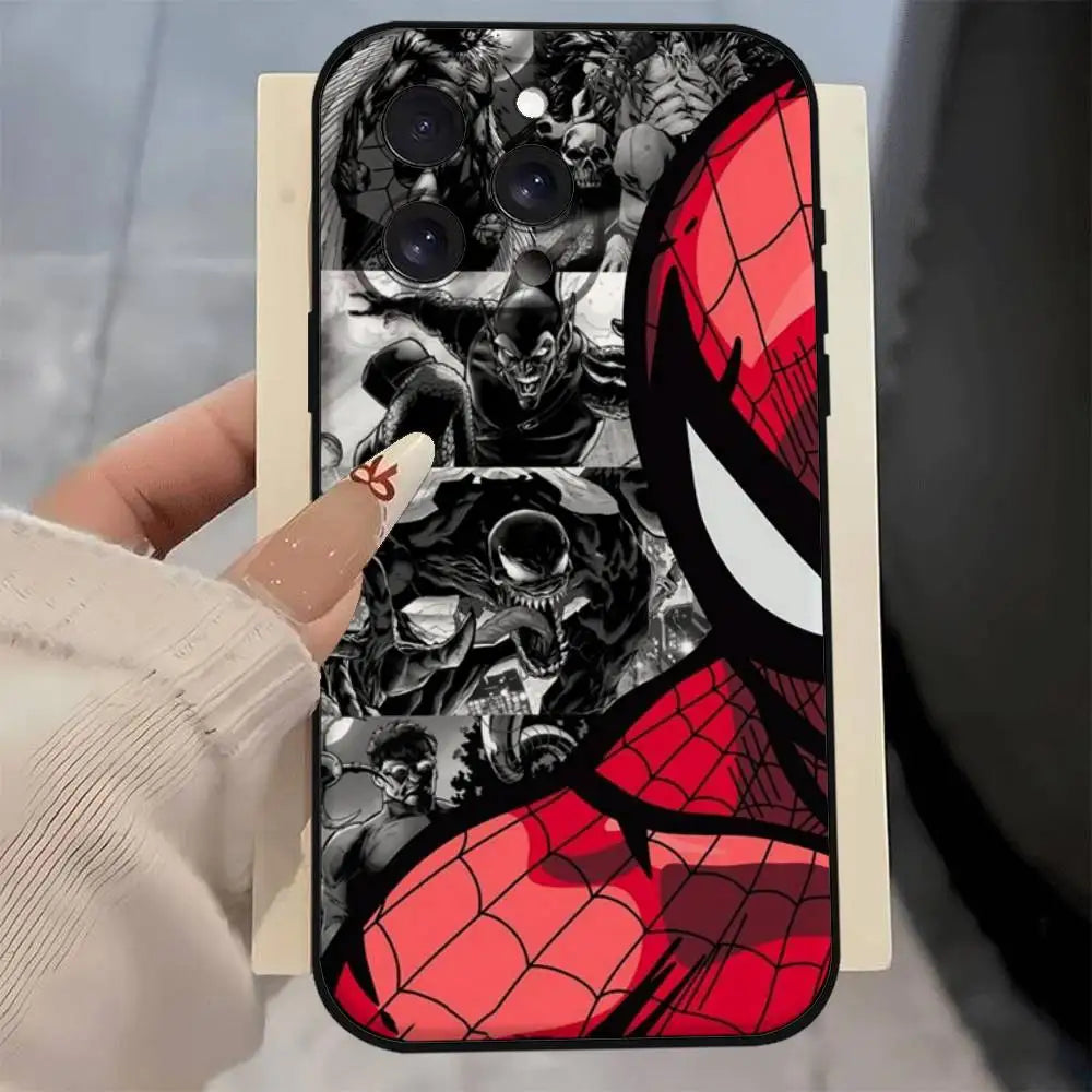 S-Spider Man Phone Case For IPhone 17 Pro 15 13 14 16 11 12 Pro Max 7 8 Plus XR XS X SE Matte Soft Funda Silicone Cover
