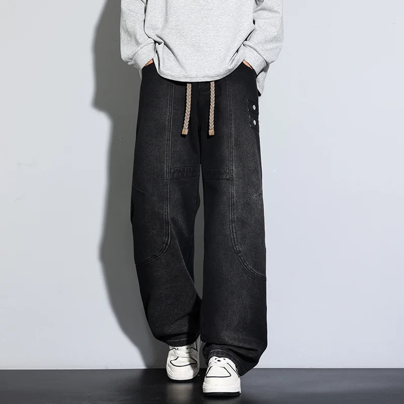 Jeans for Men Men's Casual Trousers Versatile Spring Autumn Large-sized Long Pants Fashionable Loose Straight-leg Wide-leg Pants